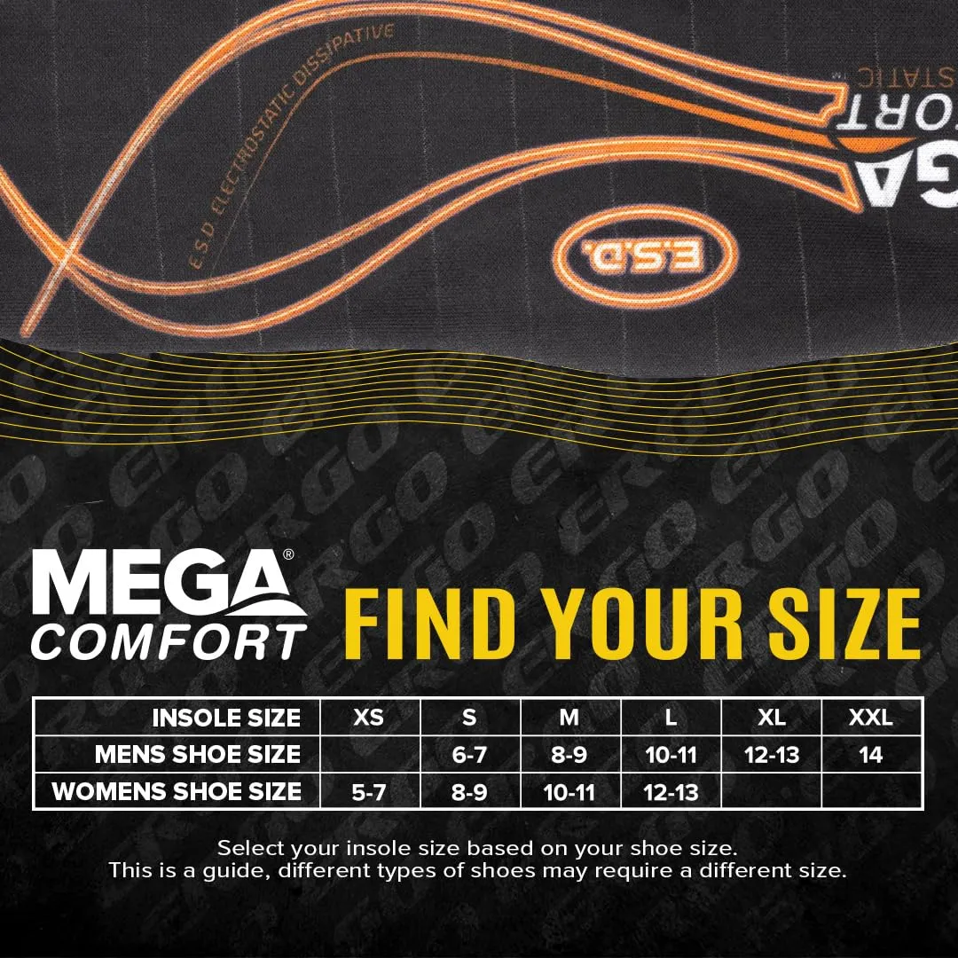 MEGAComfort Anti-Static Tall Insoles for Men, Women - Reduce Risk of Static Shock - Wear with ESD SD-10 Shoes - Anti-Fatigue