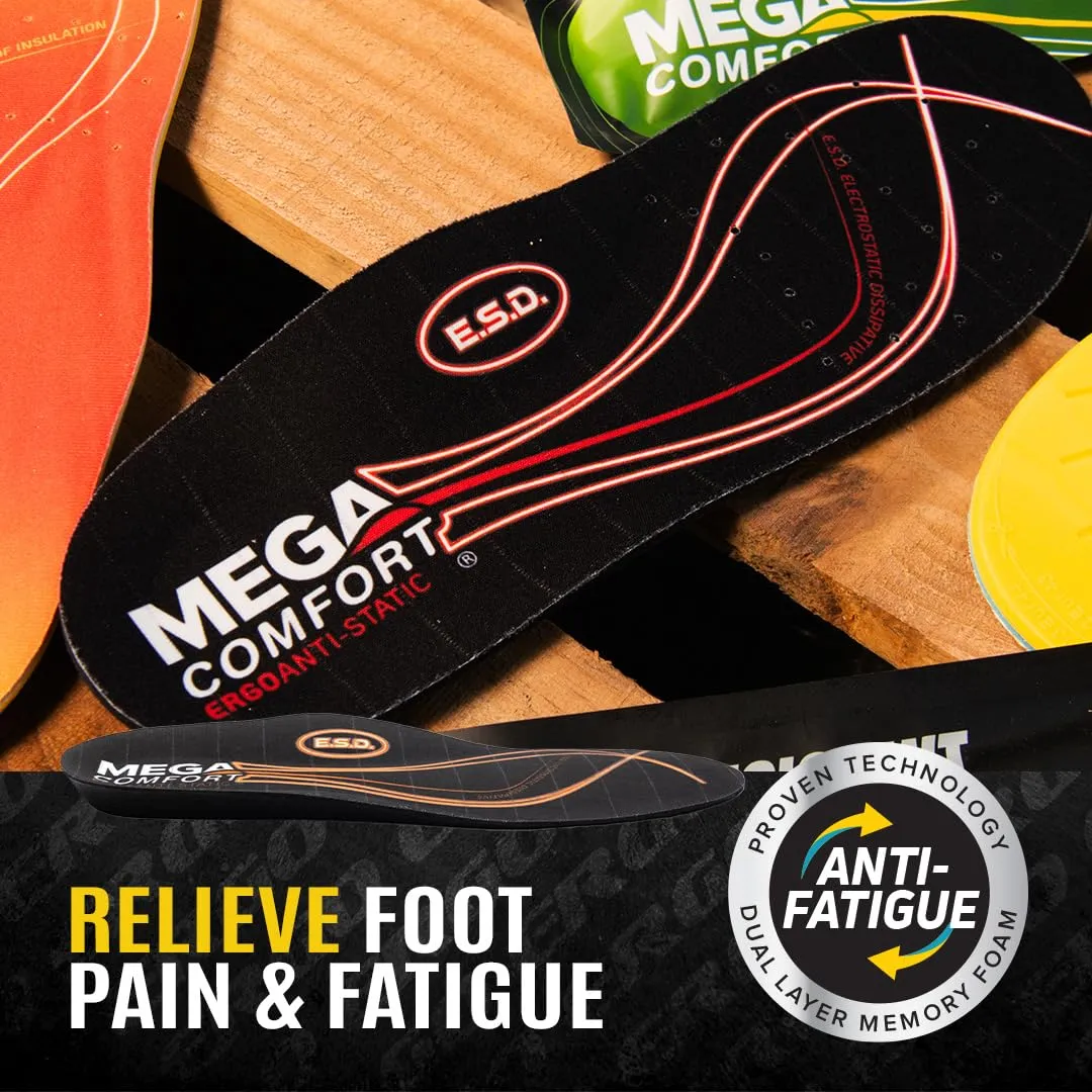 MEGAComfort Anti-Static Tall Insoles for Men, Women - Reduce Risk of Static Shock - Wear with ESD SD-10 Shoes - Anti-Fatigue