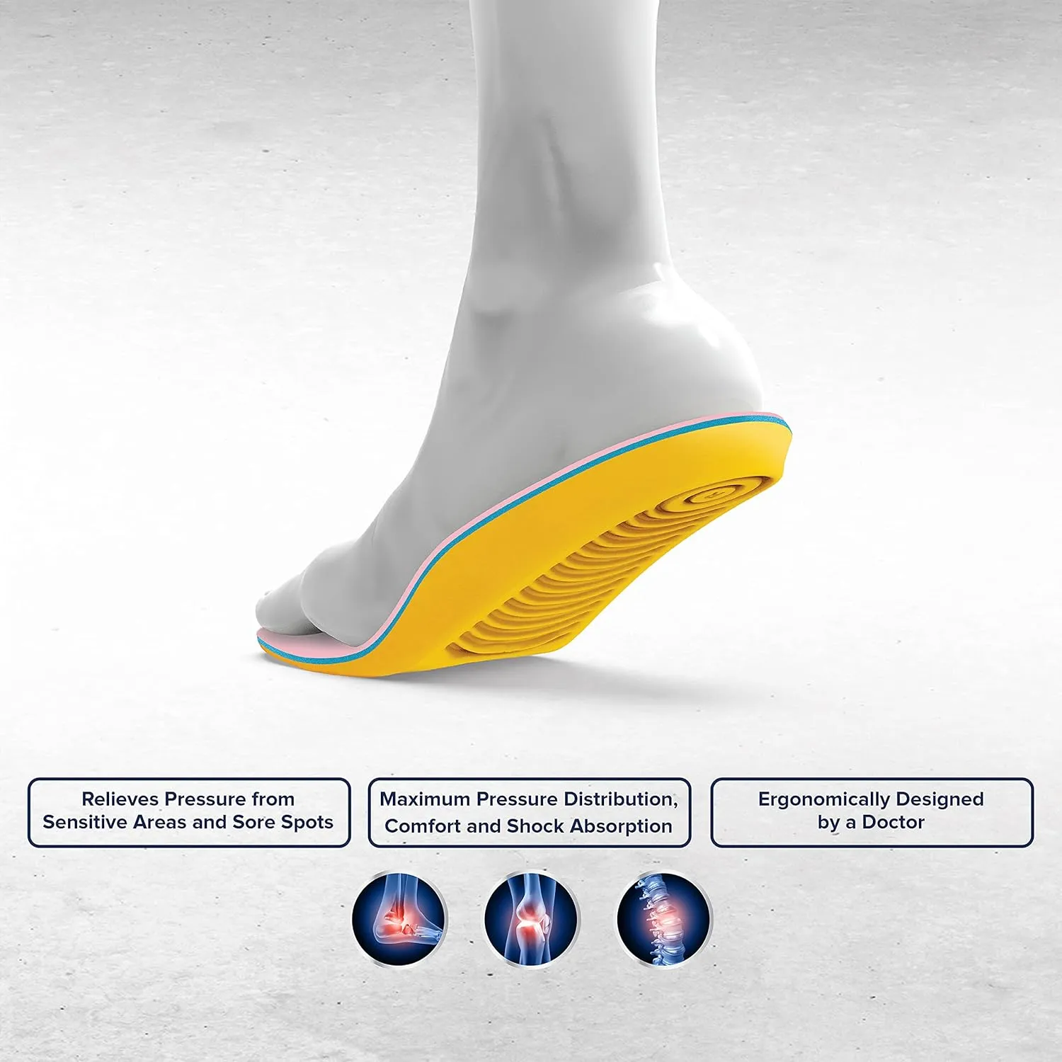 MEGAComfort Diabetic Personal Anti-Fatigue Mat (PAM)® Insole Yellow/Pink Men's 10-11, Women's 12-13 Medium