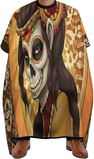 Men Women Adults Artistic Sugar Skull Dead Women Art Salon Haircut Capes - Lightweight Hairdressing Haircut Apron for Hairdressers, Profession Barbershop Supplies