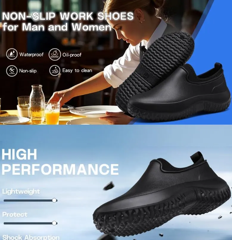 Men's Chef Shoes - Non Slip, Lightweight, Waterproof for Women, Perfect for Kitchen Work Shoes