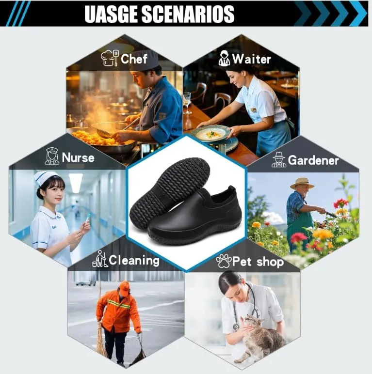 Men's Chef Shoes - Non Slip, Lightweight, Waterproof for Women, Perfect for Kitchen Work Shoes