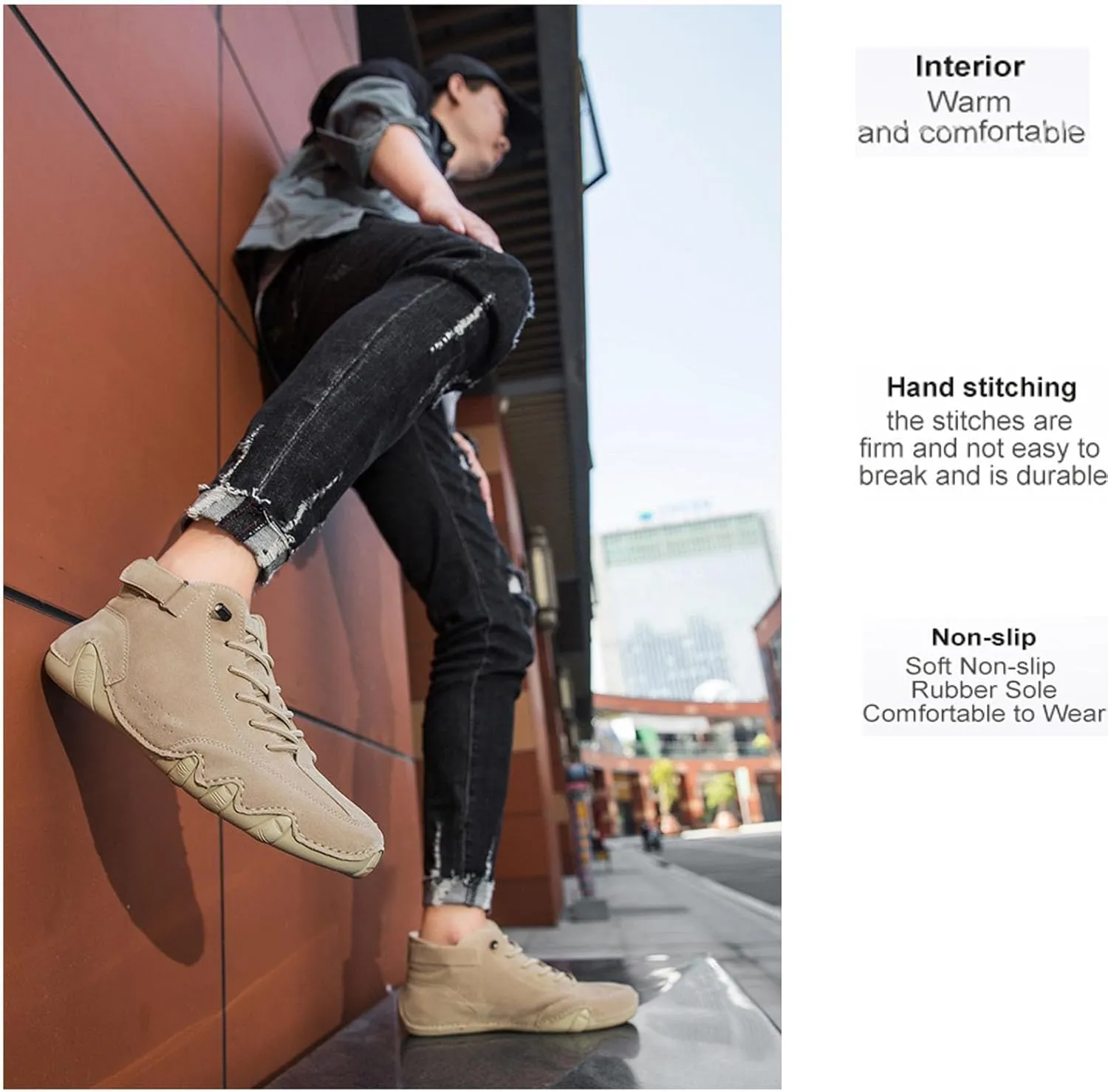 Men's Classic Italian Handmade Suede Chukka Boots Fashion Outdoor Casual Slip Resistant Lightweight Ankle Boots