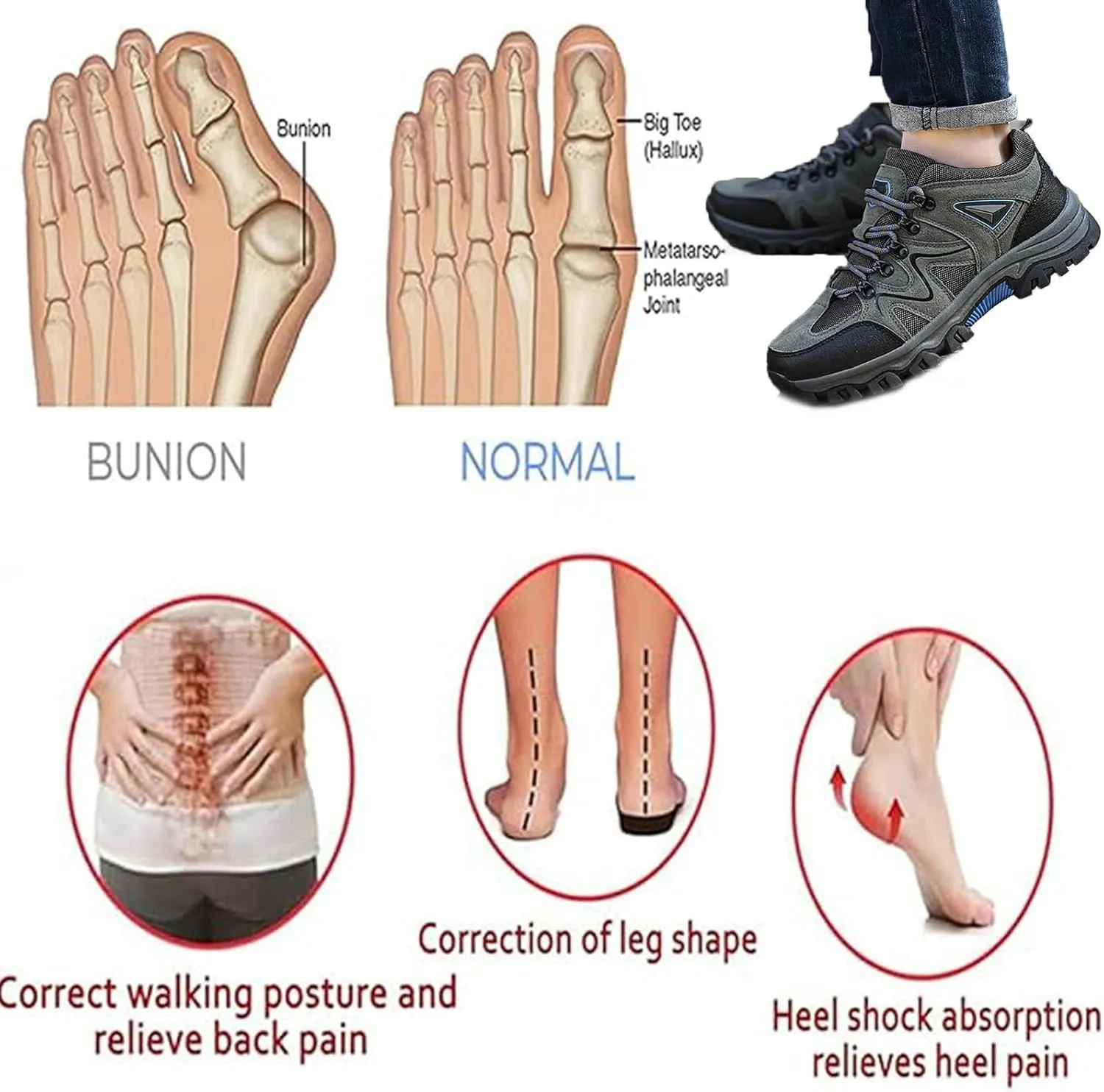 Men's Outdoor Lightweight Breathable Orthopedic Hiking Shoes,Hike Balance Orthopedic Walking Shoes,Non-Slip Comfort Slip-On Oorthopedic Hiking Sneakers