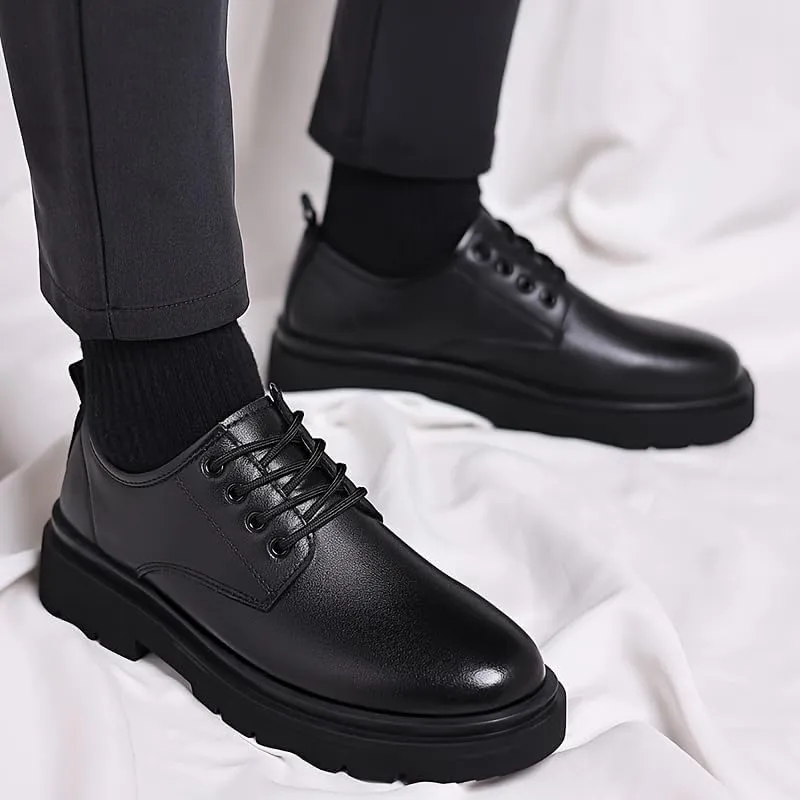 Men's Shoes - lace-up Formal and Casual Decorative, Anti-Slip PVC Soles & PU Shock-Absorbing Insoles, Low-top Business Suitable for Office, Wedding and Daily wear - All-Season