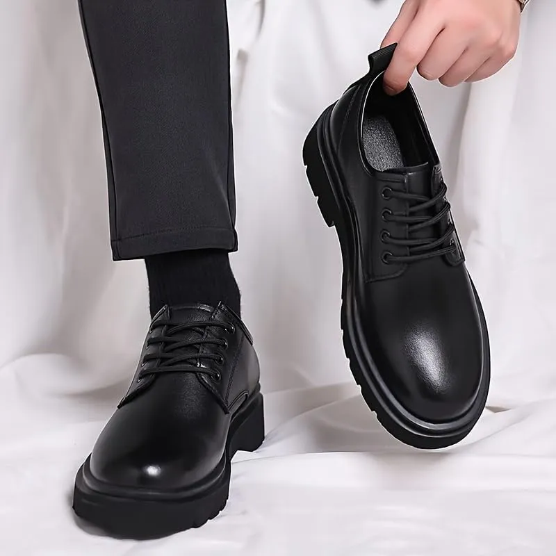 Men's Shoes - lace-up Formal and Casual Decorative, Anti-Slip PVC Soles & PU Shock-Absorbing Insoles, Low-top Business Suitable for Office, Wedding and Daily wear - All-Season