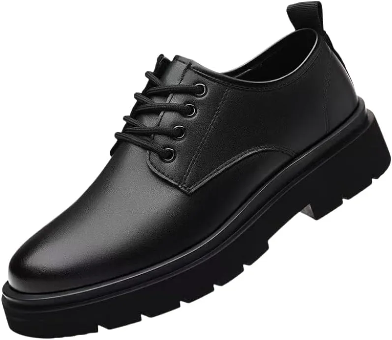 Men's Shoes - lace-up Formal and Casual Decorative, Anti-Slip PVC Soles & PU Shock-Absorbing Insoles, Low-top Business Suitable for Office, Wedding and Daily wear - All-Season