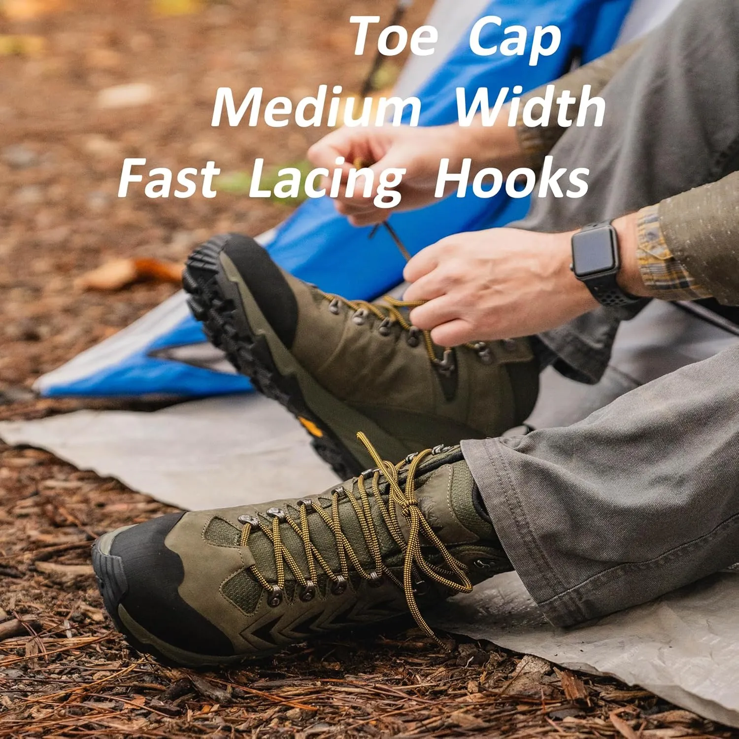Men's Waterproof Hiking Boots, 6 Inch Slip Resistant Light Weight Outdoor Boots