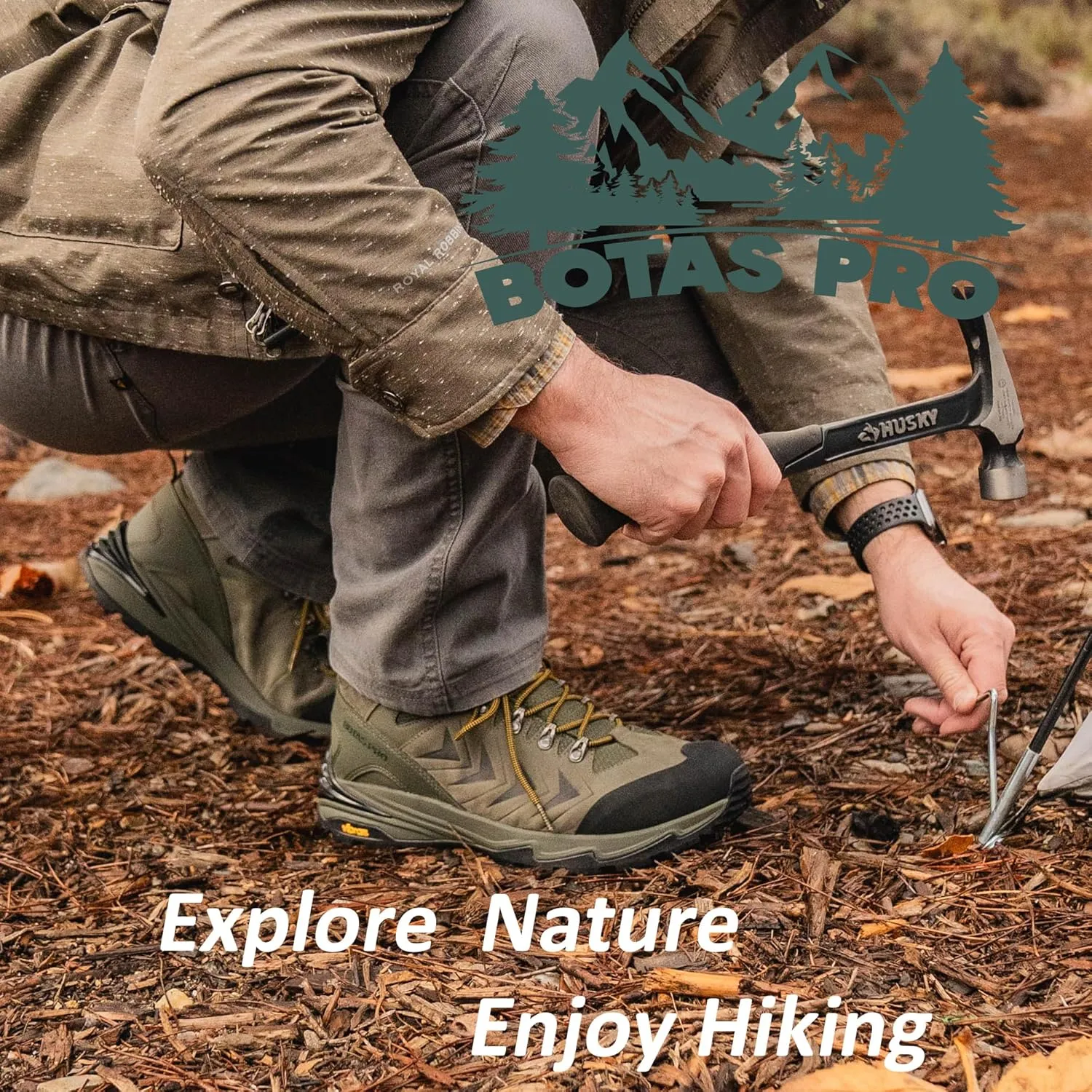 Men's Waterproof Hiking Boots, 6 Inch Slip Resistant Light Weight Outdoor Boots