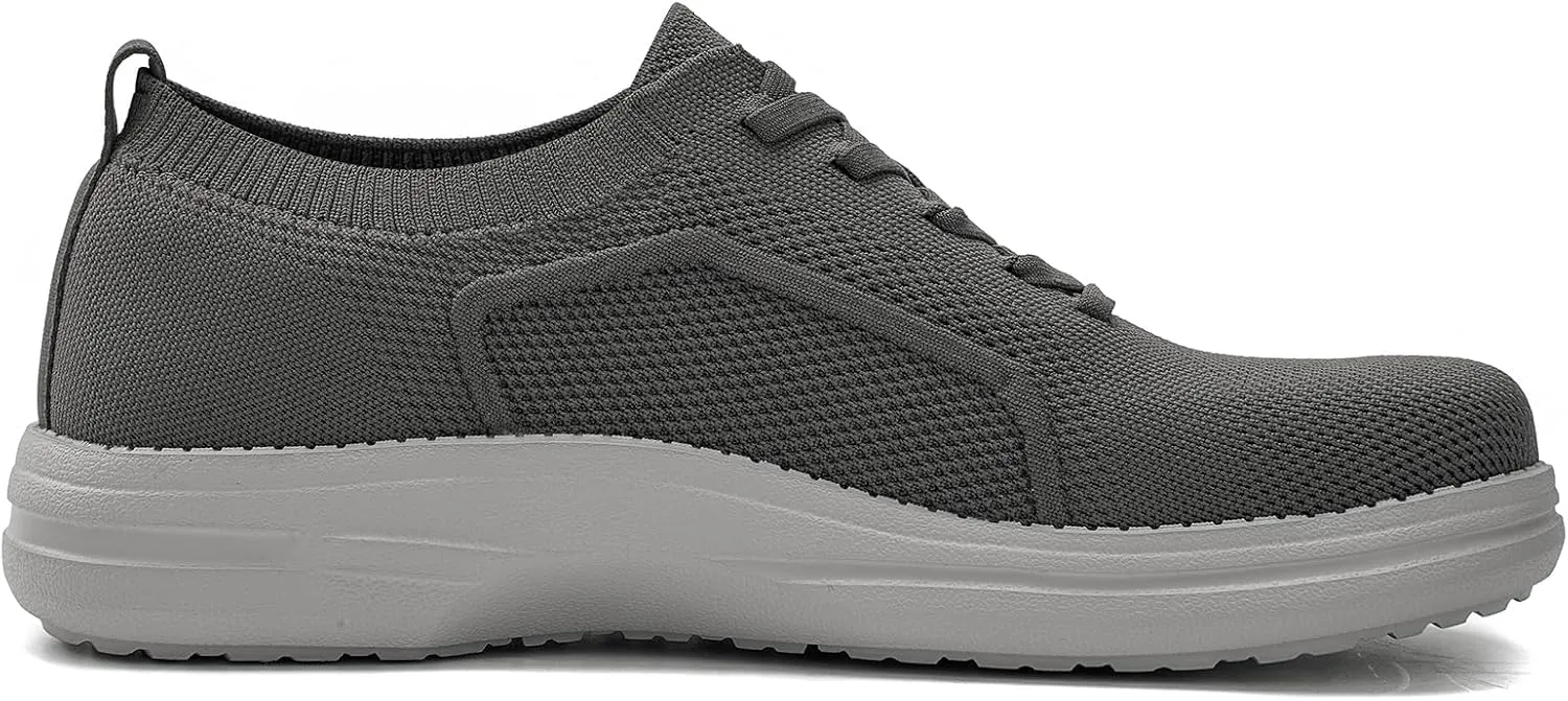 Men's Wide Toe Box Casual Dress Shoes - Black, US Men's Sizes - Mesh, Lace-Up, Round Toe, Casual, Walking, All-Season, Athletic Shoes