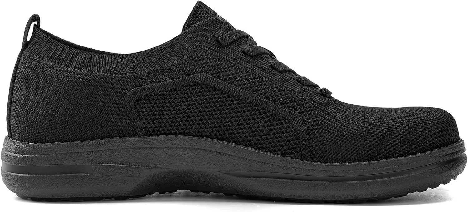 Men's Wide Toe Box Casual Dress Shoes - Black, US Men's Sizes - Mesh, Lace-Up, Round Toe, Casual, Walking, All-Season, Athletic Shoes