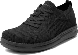Men's Wide Toe Box Casual Dress Shoes - Black, US Men's Sizes - Mesh, Lace-Up, Round Toe, Casual, Walking, All-Season, Athletic Shoes