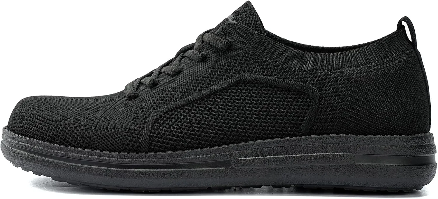 Men's Wide Toe Box Casual Dress Shoes - Black, US Men's Sizes - Mesh, Lace-Up, Round Toe, Casual, Walking, All-Season, Athletic Shoes