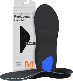 MERRELL Premium Stability Shoe Insoles for Men - Premium Orthotic Arch Support Insoles with Rigid Cork Layer, Deep Heel Cup, Odor Control, Work Boot, Foot Pain, Standing/For Medium to High Arch Height