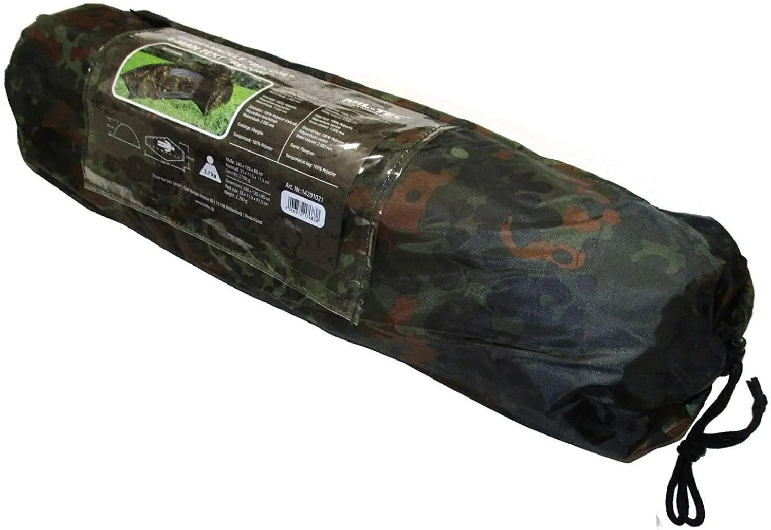 Mil-Tec Recom 1-Person Compact Lightweight Durable Weatherproof Wind & Storm-Resistant Easy-to-Install Tactical Outdoor Hiking Camping Tent with Zipper Entrance & Mosquito Net