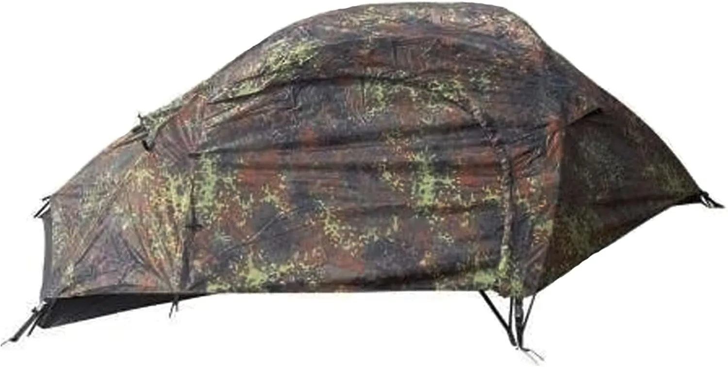 Mil-Tec Recom 1-Person Compact Lightweight Durable Weatherproof Wind & Storm-Resistant Easy-to-Install Tactical Outdoor Hiking Camping Tent with Zipper Entrance & Mosquito Net