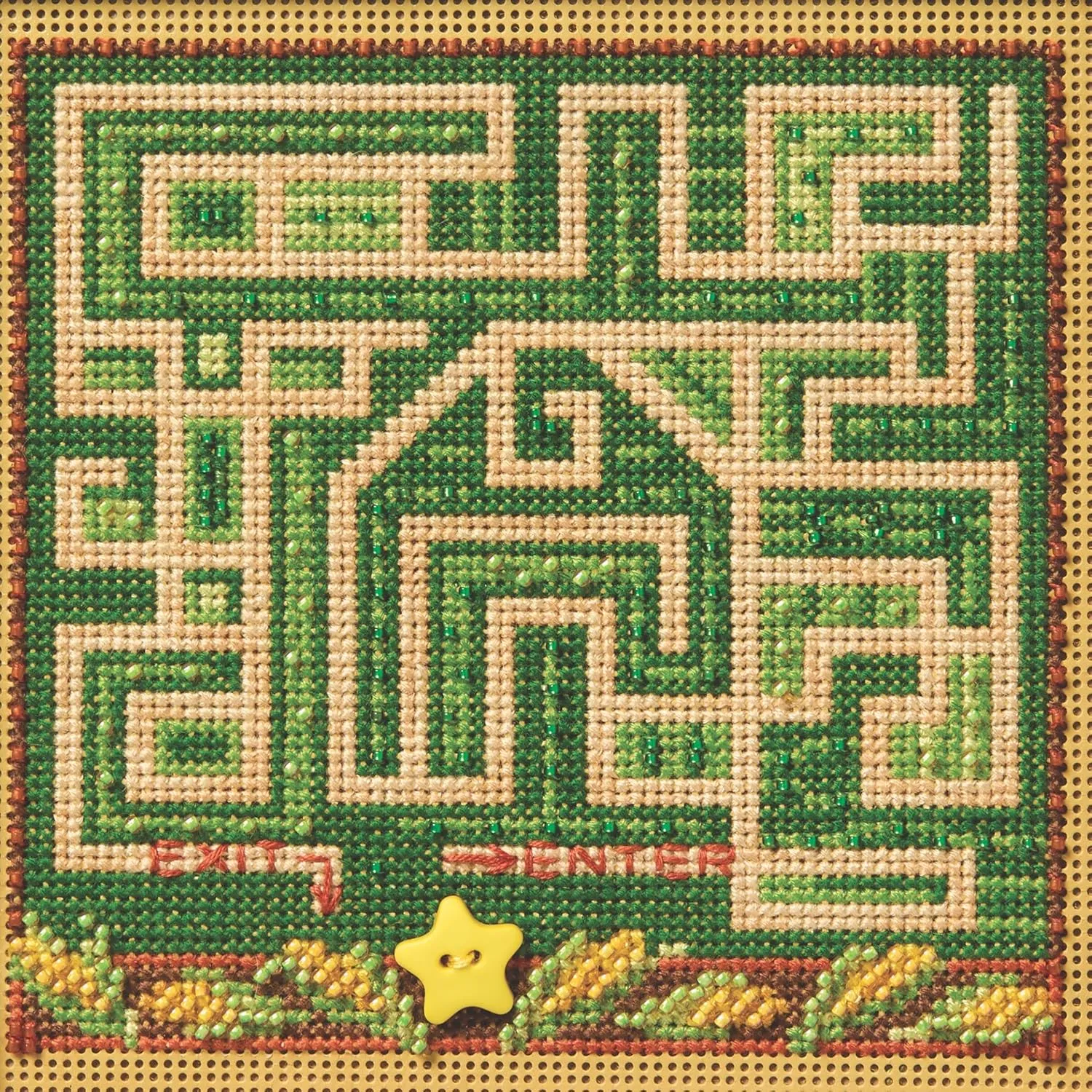 Mill Hill Corn Maze Beaded Counted Cross Stitch Kit 2025 Buttons & Beads Autumn MH142526, Multicolor, 5.25 x 5.25 Inches