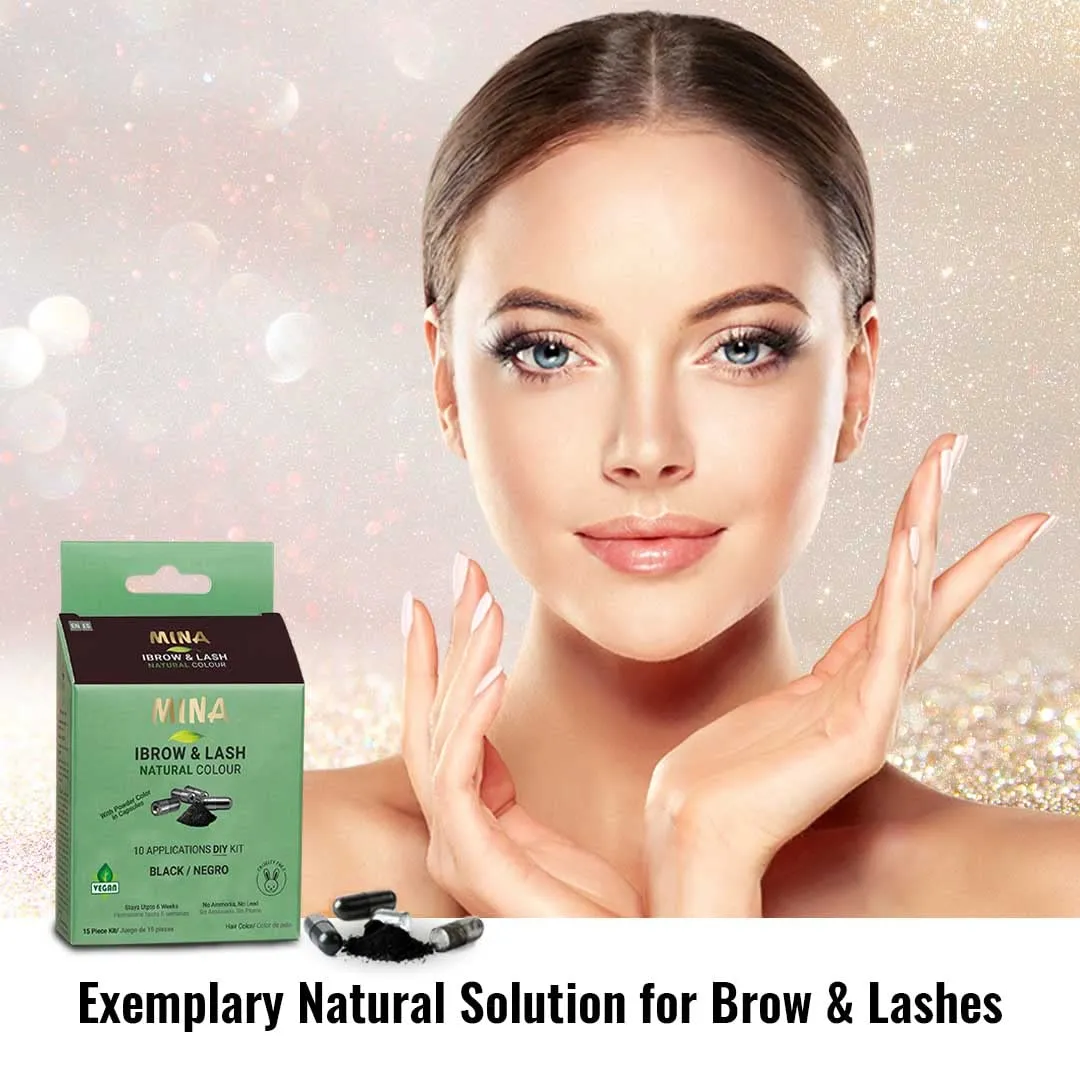 Minaibrow & Lash Tint kit Black | Natural Spot coloring and Brow Tinting Kit Powder in Capsule, Water and Smudge Proof | No Ammonia, No Lead