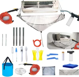 Mini Split Clean Bag with Dual Side and Crossbar Bracket Design, no Direct Contact with The air Conditioning Unit, 26PCS Mini Split Cleaning kit(Small Size,White)