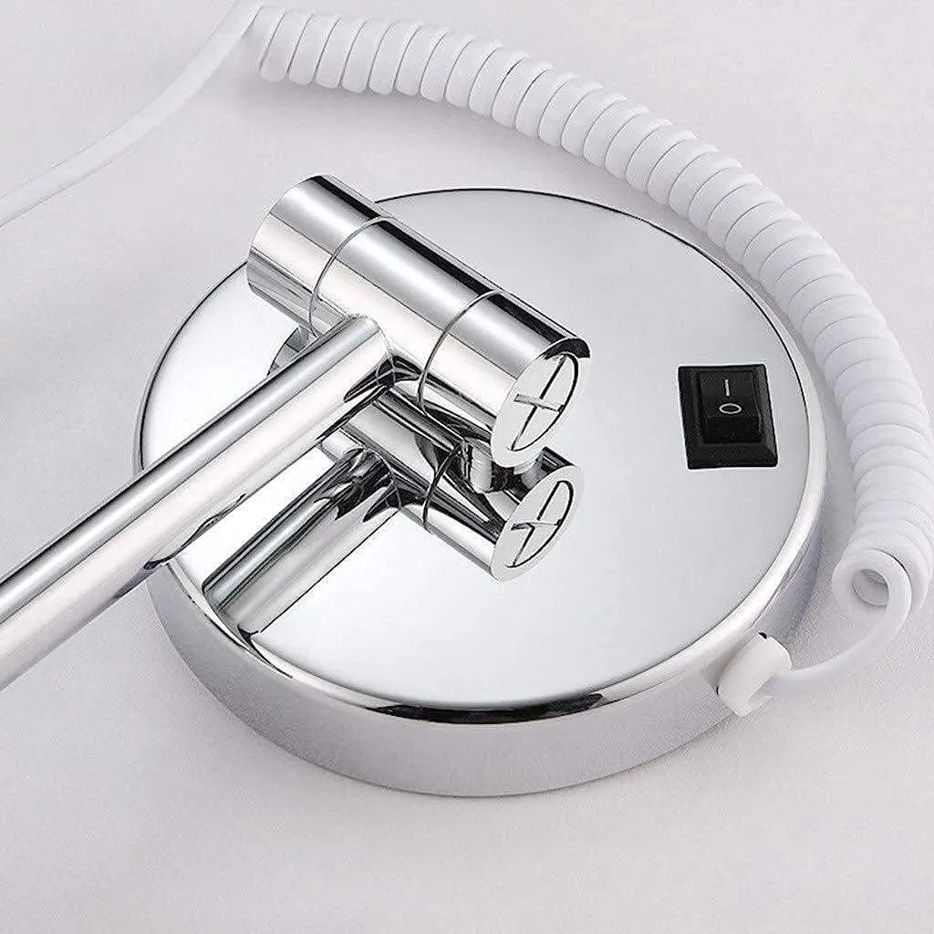 Mirror 10X Magnification Beauty Mirror LED 8-inch Makeup Mirror Wall-Mounted Telescopic Folding Double-Sided Vanity Mirror