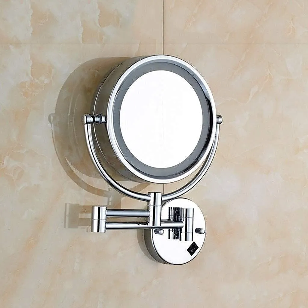 Mirror 10X Magnification Beauty Mirror LED 8-inch Makeup Mirror Wall-Mounted Telescopic Folding Double-Sided Vanity Mirror