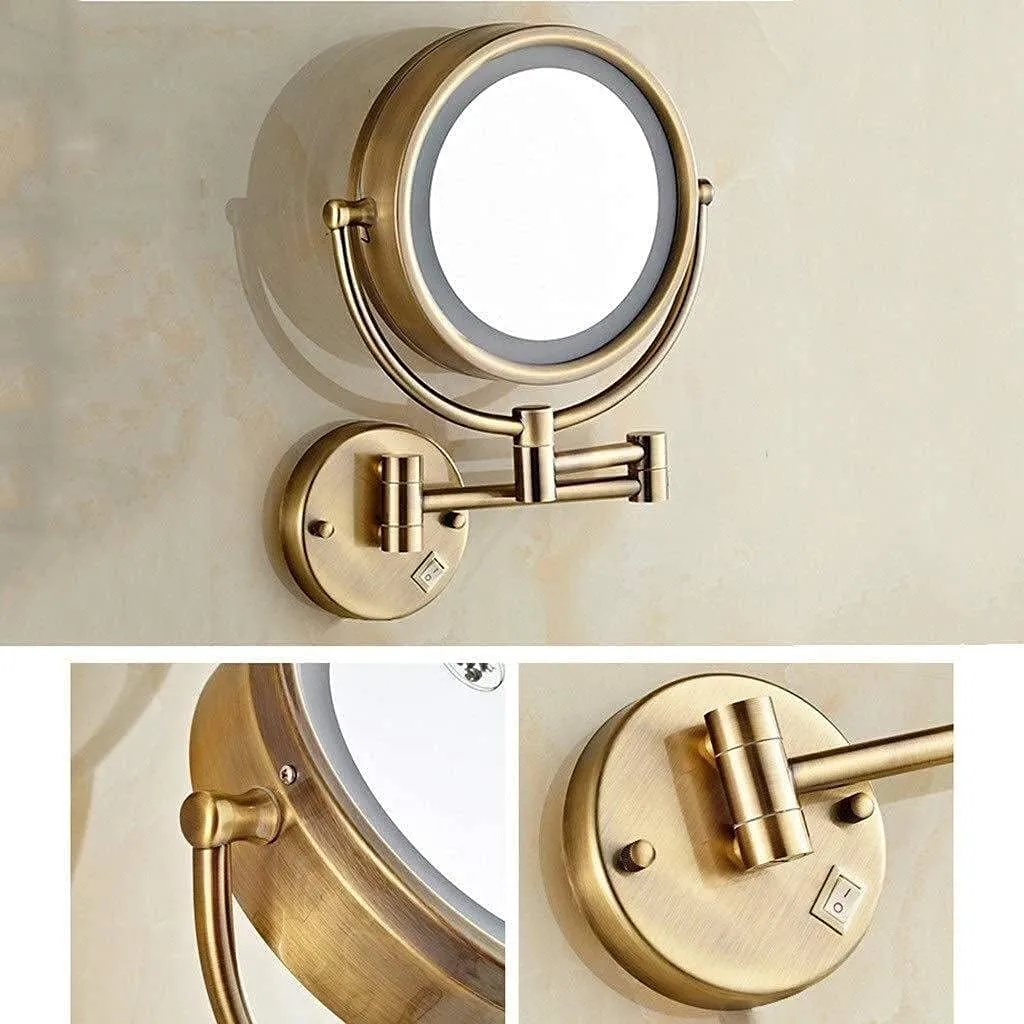 Mirror 10X Magnification Beauty Mirror LED 8-inch Makeup Mirror Wall-Mounted Telescopic Folding Double-Sided Vanity Mirror
