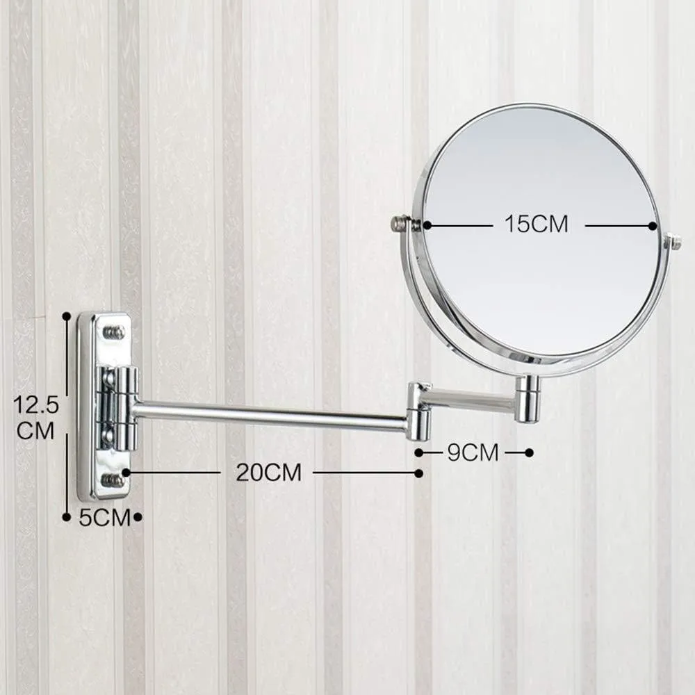 Mirror Metal Wall Mounted 6 Inch Makeup Mirror Folding HD Vanity Mirror Double Sided 3X Magnification Bathroom Beauty Mirror