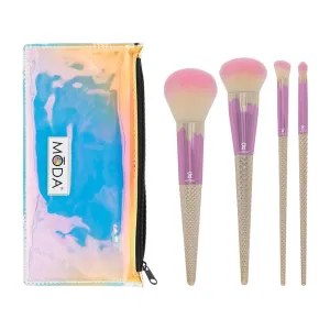 Moda Strawberry Vanilla Ice Cream 5pc Makeup Brush Kit – Soft Vegan Brushes for Face & Eyes with Sweet-Inspired Design
