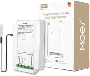 MOES WiFi Smart Temperature Switch Module Sensor with Waterproof Probe, Dual Relay Output Controller, Smart Life Tuya App Remote Control, Programmable Thermostats Kit Works with Alexa Google Assistant