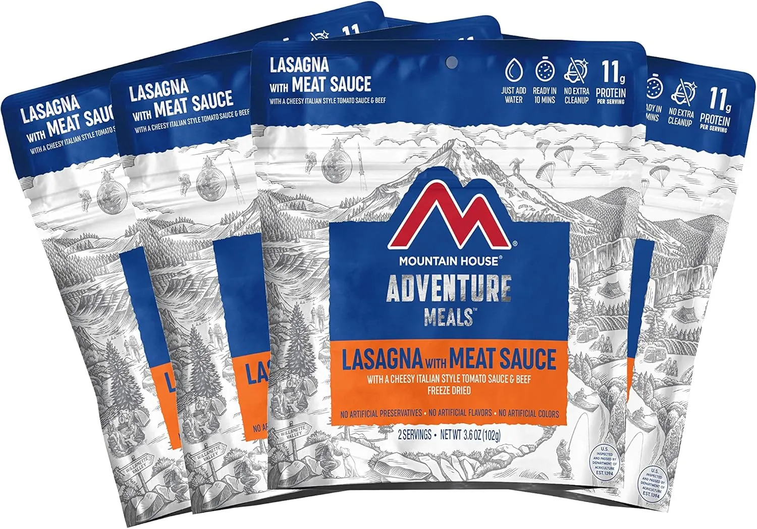 Mountain House Lasagna with Meat Sauce | Freeze Dried Backpacking & Camping Food |4-Pack