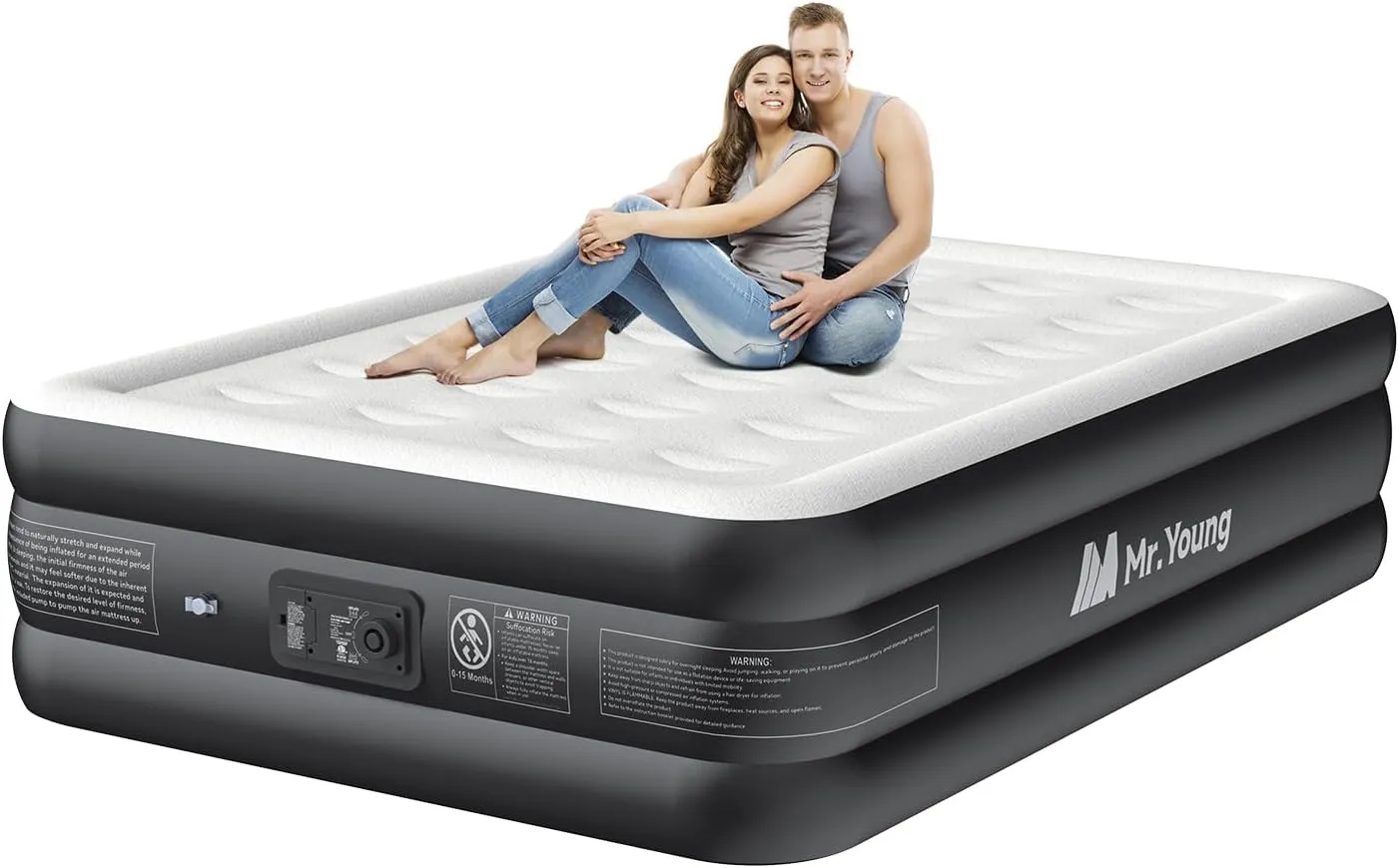 Mr.Young Air Mattress Full with Built in Pump, 18" Raised Luxury Blow up Mattress, Colchones Inflables in 2 Mins Self-Inflation/Deflation, Inflatable Mattress for Guests and Home, Camping, 650lb MAX