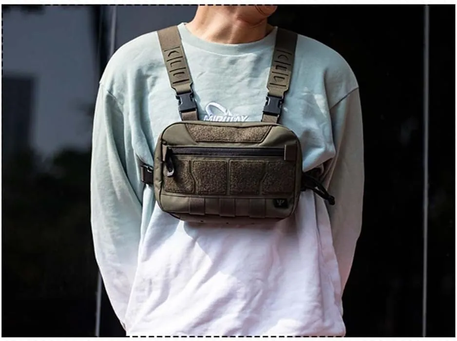 Multi-functional Micro Chest Rig, Pouch Utility Recon Kit Bag Tactical Chest Pack Bag (Green)