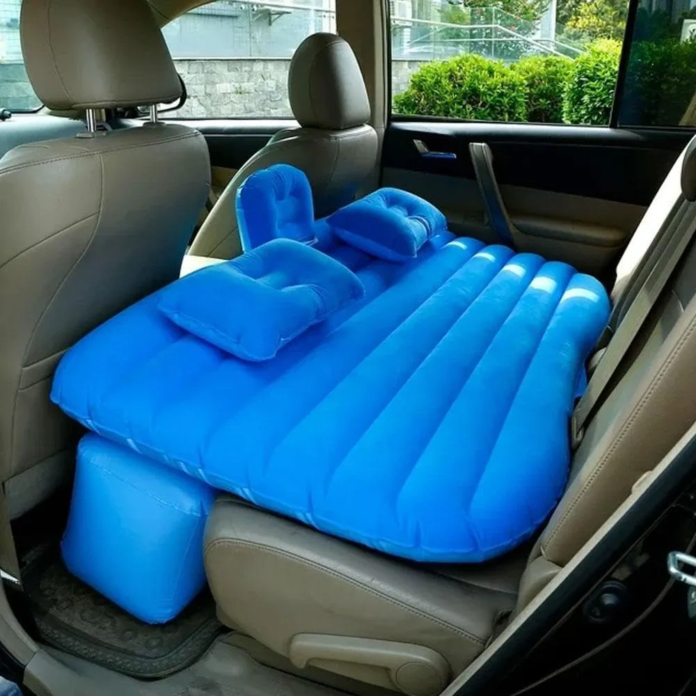 Multifunctional Car Travel Bed Mattress with Two Air Pillows, Car Air Pump and Repair kit for All Cars Full Blue