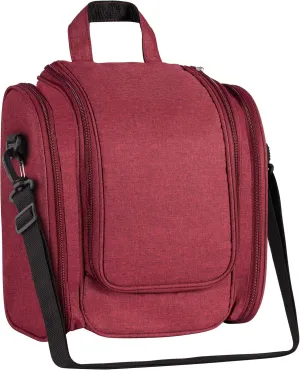 Multifunctional Hanging Travel Toiletry Bag for Women and Men - Bathroom & Shower Organizer Hygiene Bag (Maroon)