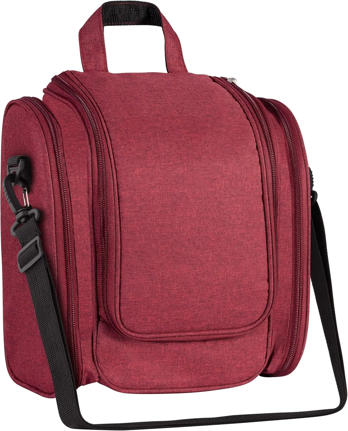Multifunctional Hanging Travel Toiletry Bag for Women and Men - Bathroom & Shower Organizer Hygiene Bag (Maroon)