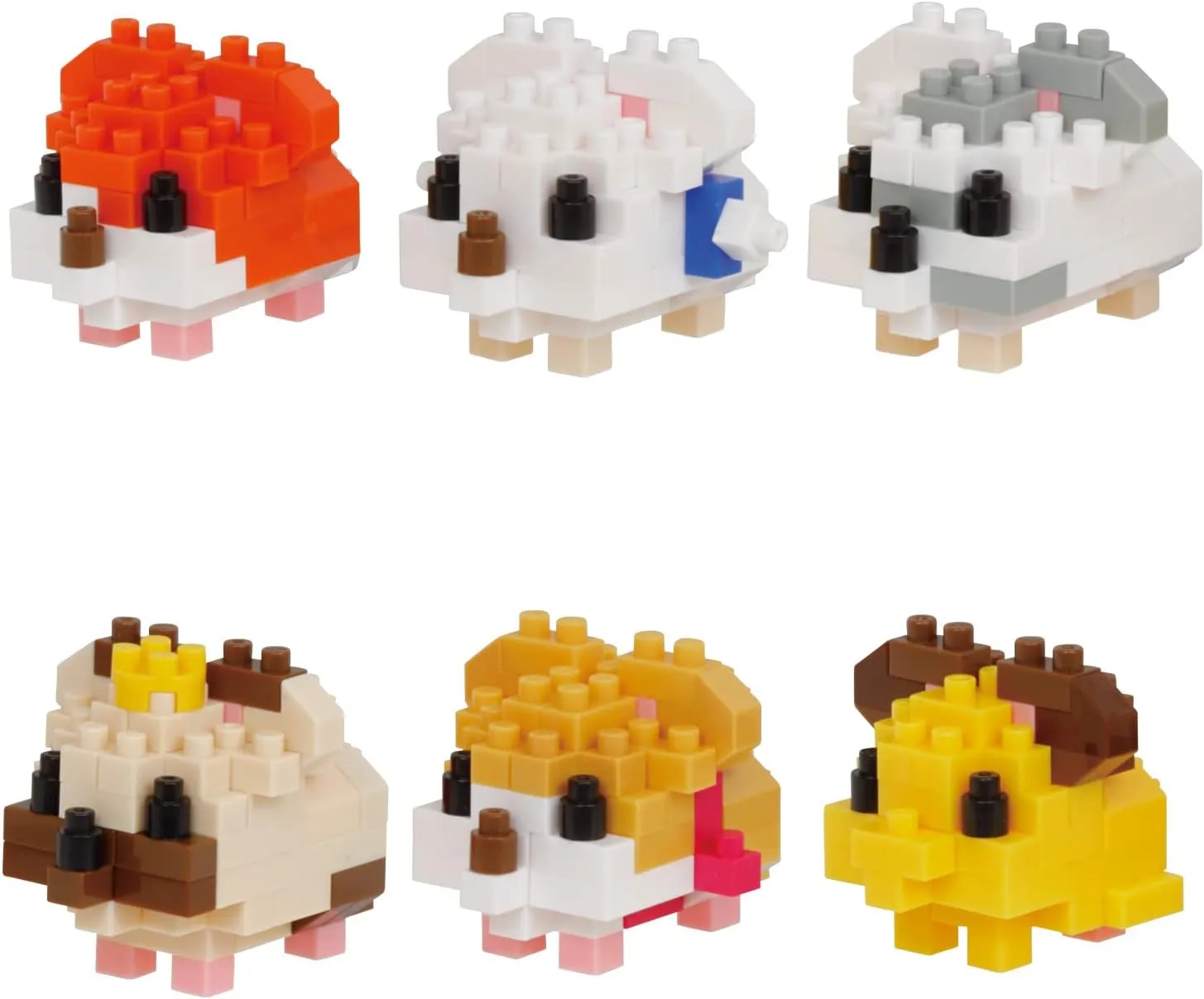 nanoblock - Hamtaro - Hamtaro Assortment 1 (Complete Set of 6), mininano Series Building Kit
