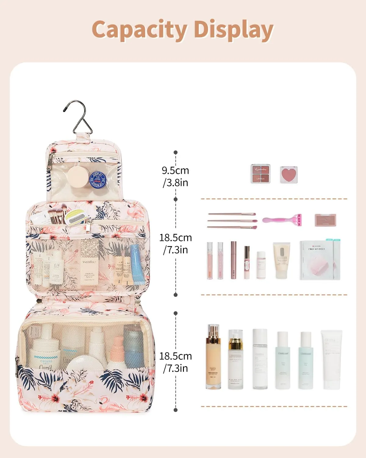 Narwey Small Hanging Travel Toiletry Bag for Women, Travel Bag for Toiletries, Makeup Bag Organizer Cosmetic Bags Make Up Bags for Girls