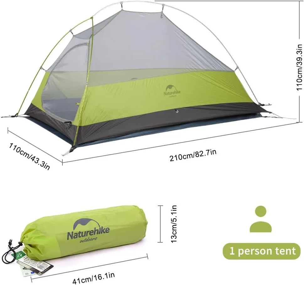 Naturehike Cloud-Up 1 Person Tent, Lightweight Backpacking Tents for One Man, Waterproof Ultralight One Person Tent for Camping Hiking Backpacking