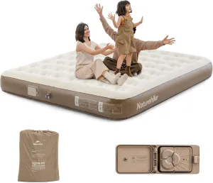 Naturehike Compact King Size Air Mattress with Electric Built-in Pump, 79 * 71in Extra Wide Inflatable Mattress for Home, Camping, Guests, Travel, Morning View Series
