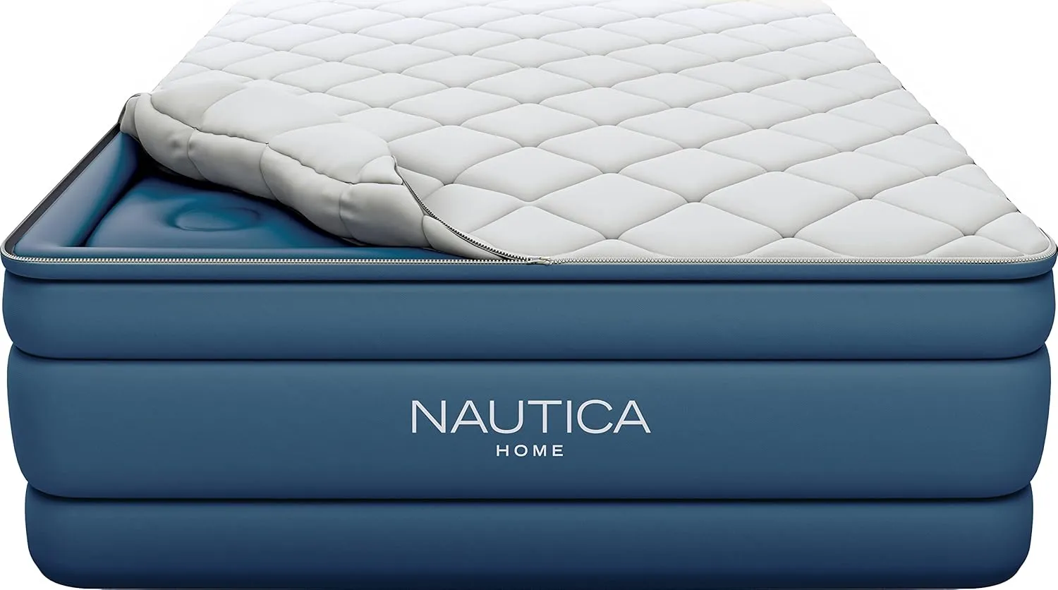 Nautica Home 20" Cloud Supreme Air Mattress with Zip-Off Pillowtop, Built-in Pump, Quick 2-Minute Inflation,Queen Size, Perfect for Guests, Travel, Camping, Durable Offset Coil Construction