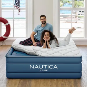 Nautica Home 20" Cloud Supreme Air Mattress with Zip-Off Pillowtop, Built-in Pump, Quick 2-Minute Inflation,Queen Size, Perfect for Guests, Travel, Camping, Durable Offset Coil Construction