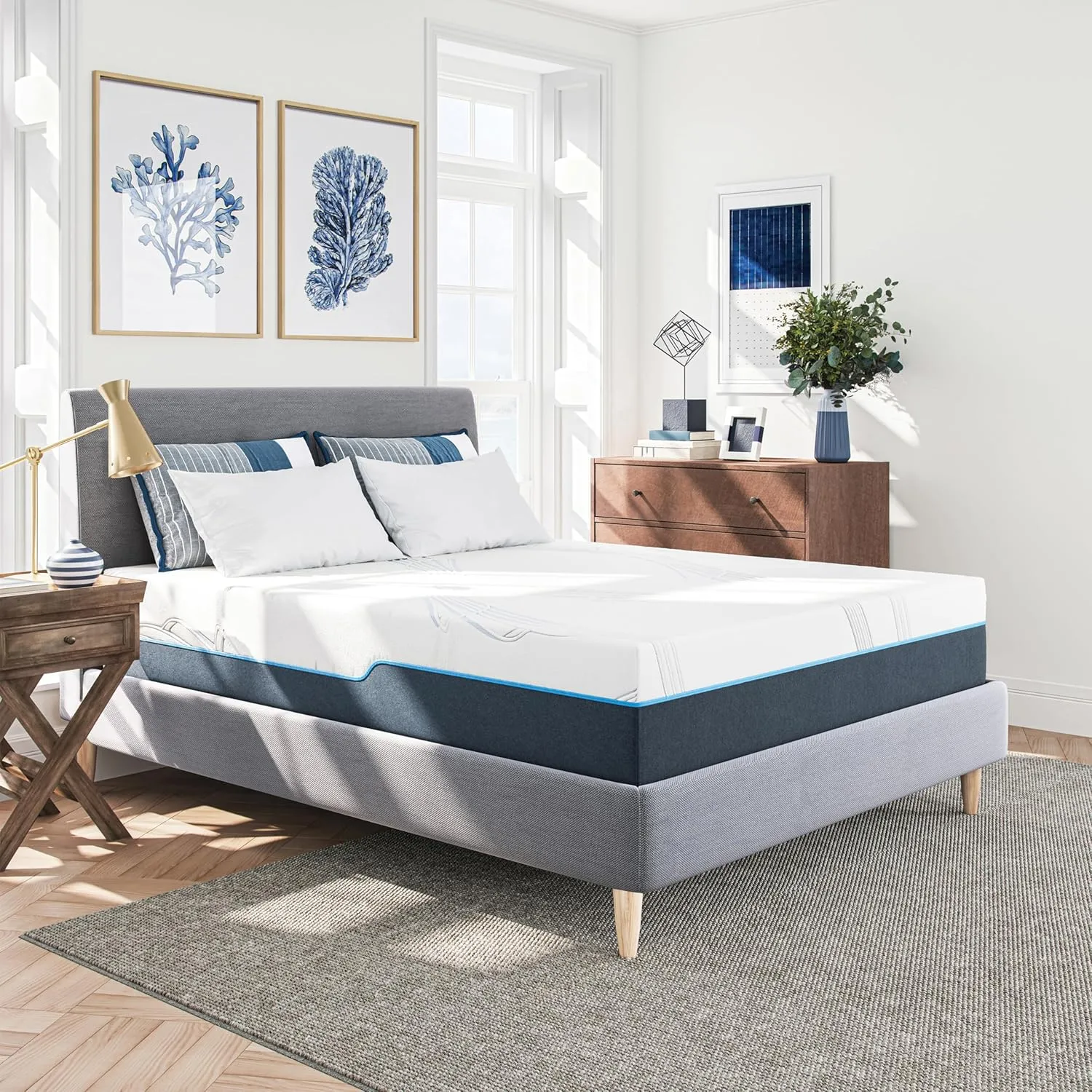 Nautica Home Exhilarate 12" Medium-Plush Gel Memory Foam Mattress with Cooling Air Flow and Pressure Relieving Foam Layers, Ice Lux Fabric Cover, Bed-in-a-Box, Twin XL