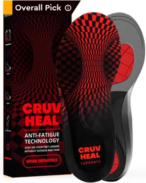 (New) Plantar Fasciitis Relief - Shoe Insoles Men Women - Medium Arch Support - Anti-Fatigue Work Boot Insoles - Orthotic Shoe Insert - Running Athletic Insoles (L, Red)
