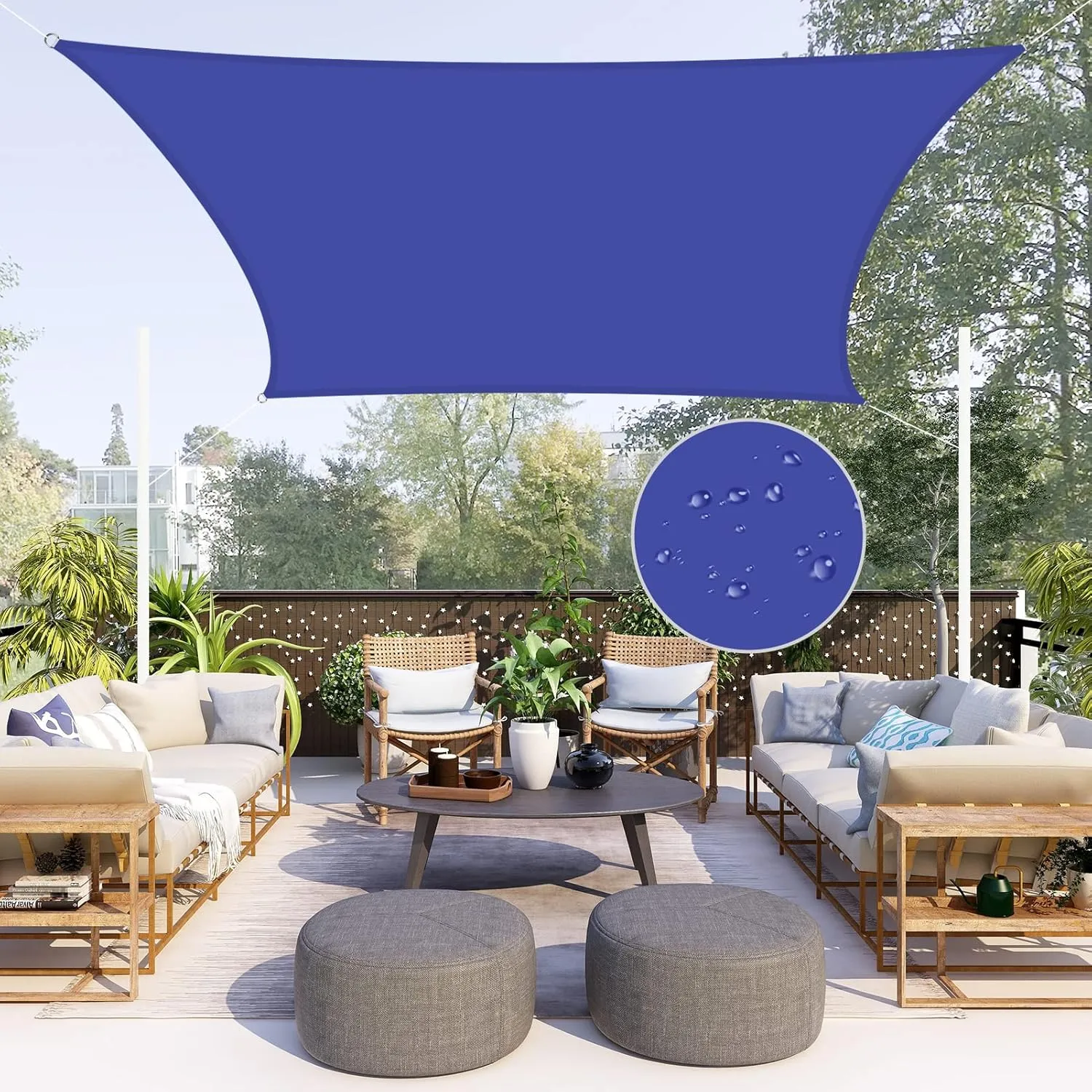 Neween Waterproof Sun Shade Sail Rectangle UV Block Canopy for Outdoor Patio and Garden, Yard Activities (10'x13', Blue)