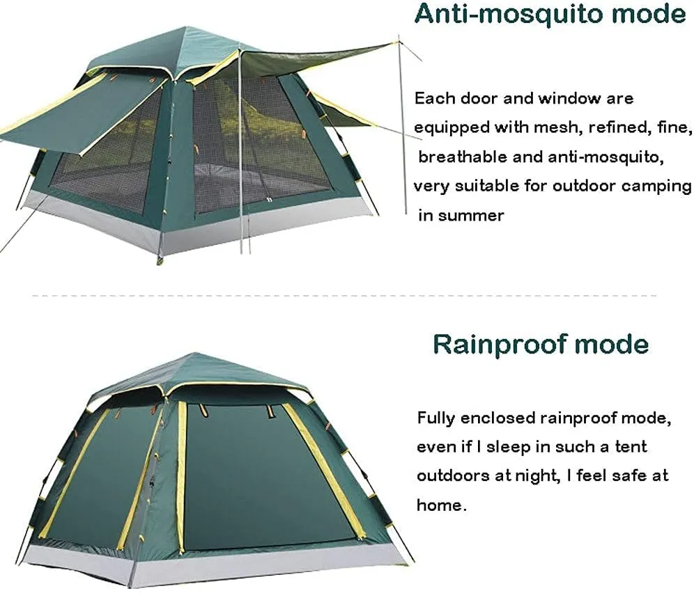 NIEH 3-4 Person Pop Up Tent Automatic Instant Camping Tent Quick Opening Outdoor Tent 4 Season Travel Tent with Carry Bag for Hiking, Traveling or Beach