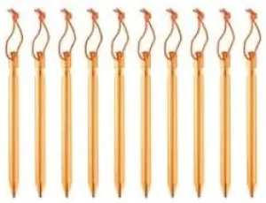 Night Cat 12 Pack Tent Stakes: Four-Sided Aluminum Pegs with Reflective Pull Ropes for Camping Hiking Garden