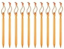 Night Cat 12 Pack Tent Stakes: Four-Sided Aluminum Pegs with Reflective Pull Ropes for Camping Hiking Garden