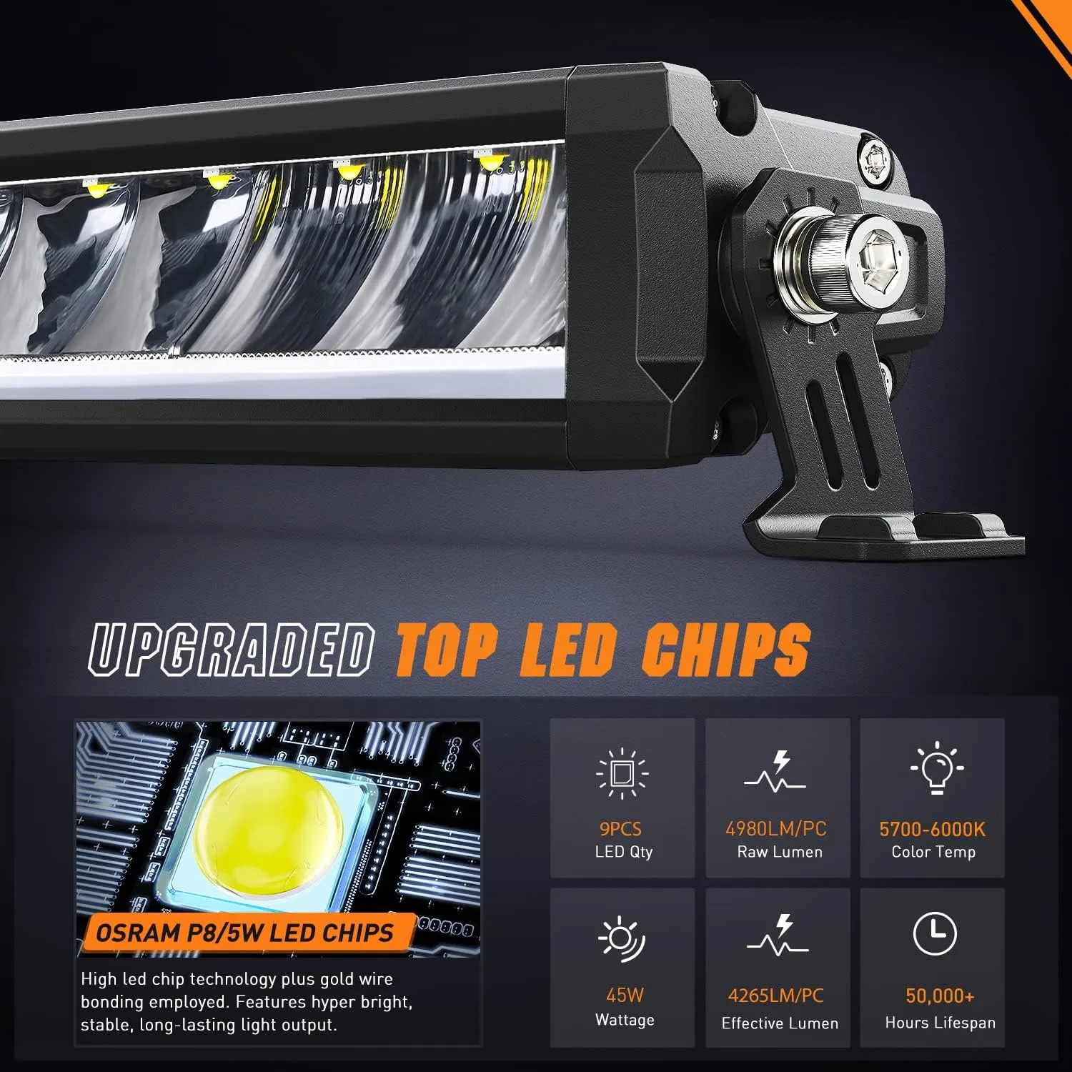 Nilight 12.2 Inch Single Row Slim LED Light Bar 2PCS 45W 4980LM Anti-Glare Flood Spot Combo DRL IP68 Offroad Driving Lamp w/ 16AWG DT Wiring Kit for Pickup Truck SUV ATV UTV 4x4 Jeep