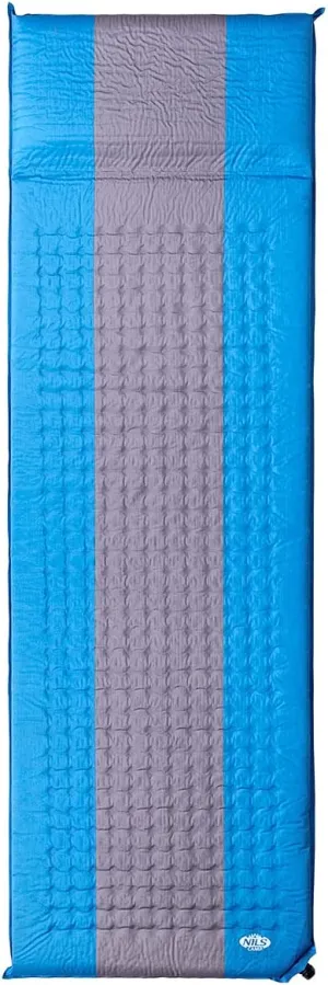 NILS Camp Self-Inflating Mattress - Air Mattress Self-Inflating Sleeping Mat - 195 x 60 x 5 cm - Blue and Grey