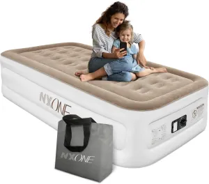 NXONE Air Mattress,Inflatable Single Airbed Luxury Double High Self Inflation Deflation Twin Air Mattress with Electric Built-in Pump, Blow Up Guest Bed for Home Portable Camping Travel,550lb